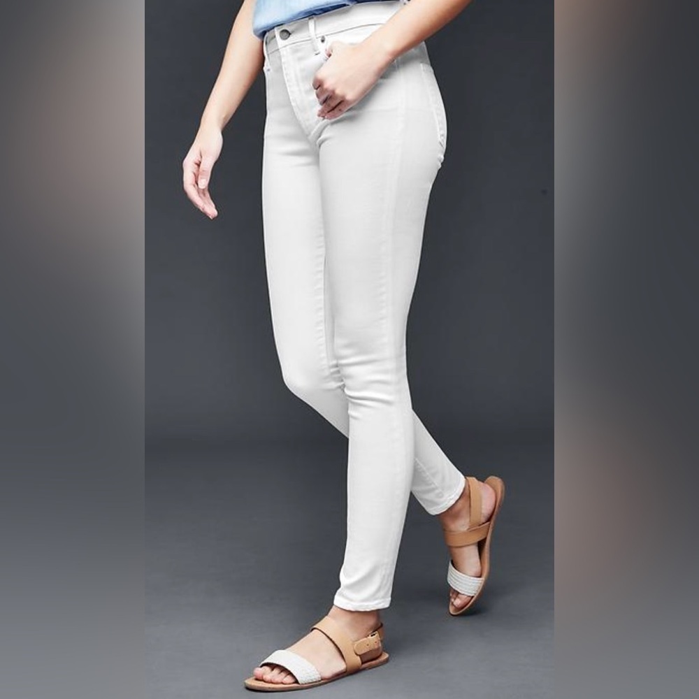 GAP 1969 mid rise stretch denim legging white 5 pocket button zipper size 27